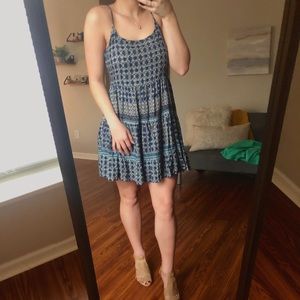 Blue Paisley Spaghetti Strap Dress